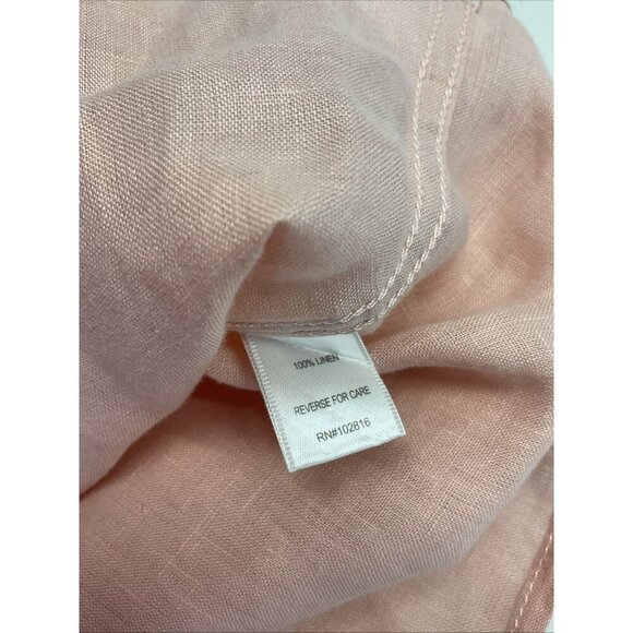 Garnet Hill Womens 100% Linen Long Sleeve Button Up Shirt Pink 16 Preppy - Picture 10 of 12